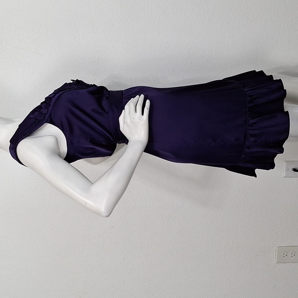 Gianni Bini NEW Purple Romantic Glam Cocktail Belted Ruffle Preppy Dress Size 10 - Picture 8 of 14